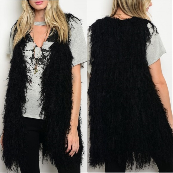 Sweaters - LAST 1- BLACK FRINGE SWEATER VEST